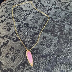 Gold-Tone Pink Druzy Pendant Necklace • 3 Length Options • RR Marked